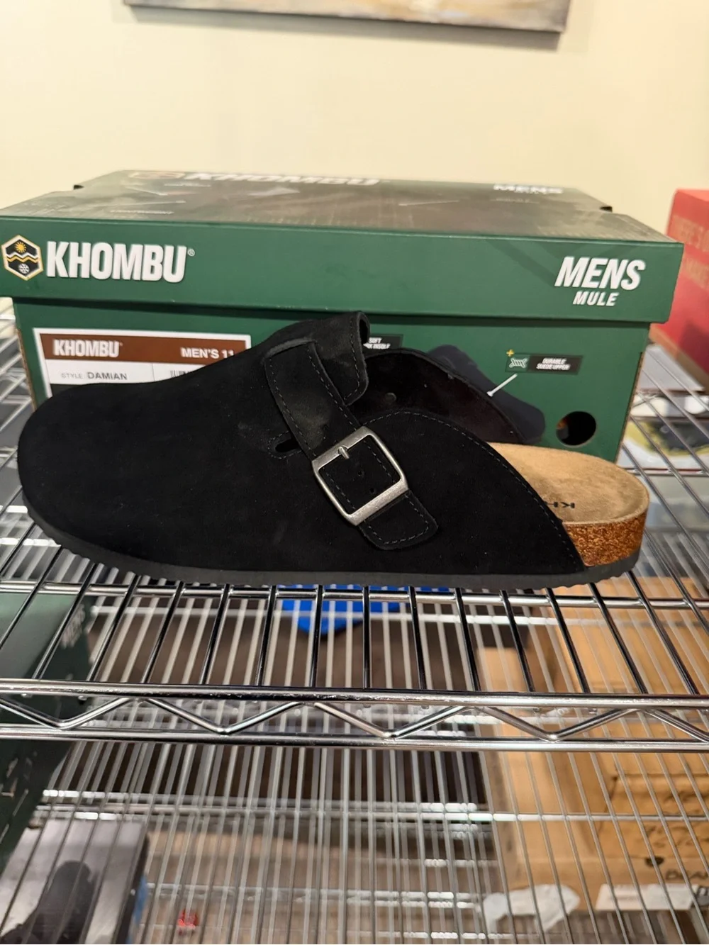 Khombu Damian Mules Men’s Black Suede Slip-On Round Toe Buckle Casual - 11 M